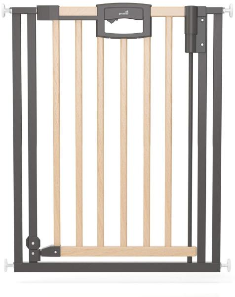 Geuther Türschutzgitter 'Easylock Plus' zum Klemmen für Öffnungen, Holz/ Metall, Natur/ Schwarz, 80,5 - 88,5 cm