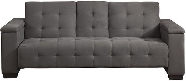 Vente-unique - Schlafsofa Klappsofa 3-Sitzer - Microfaser - Grau - DEVONSHIRE