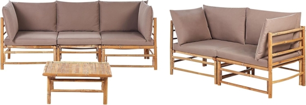 Lounge Set mit Tisch CERRETO Bambusholz Taupe