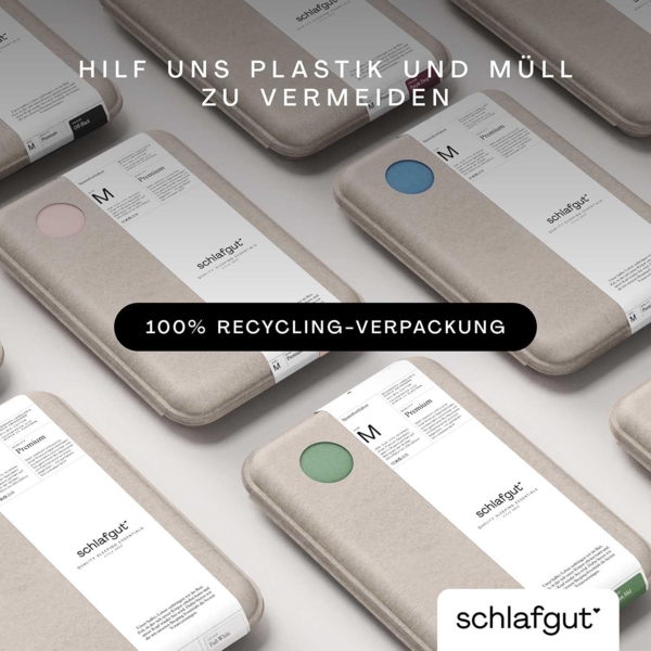Schlafgut Spannbettlaken Premium, Mako-Zwirn-Jersey, Gummizug: rundum, (1 Stück), Zero Waste Verpackung, PREMIUM Qualität Bild 7