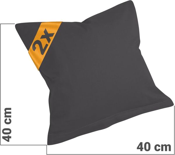 npluseins unifarbene Kissenbezüge im Doppelpack und dezentem Design 1154. 1498, ca. 40x40 cm, Stone Bild 3