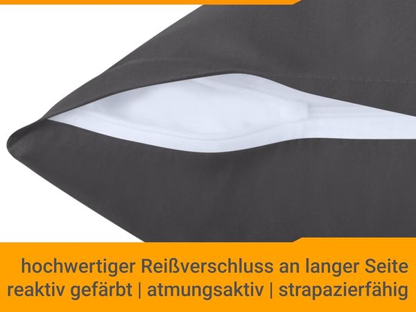 npluseins unifarbene Kissenbezüge im Doppelpack und dezentem Design 1154. 1498, ca. 40x40 cm, Stone Bild 5
