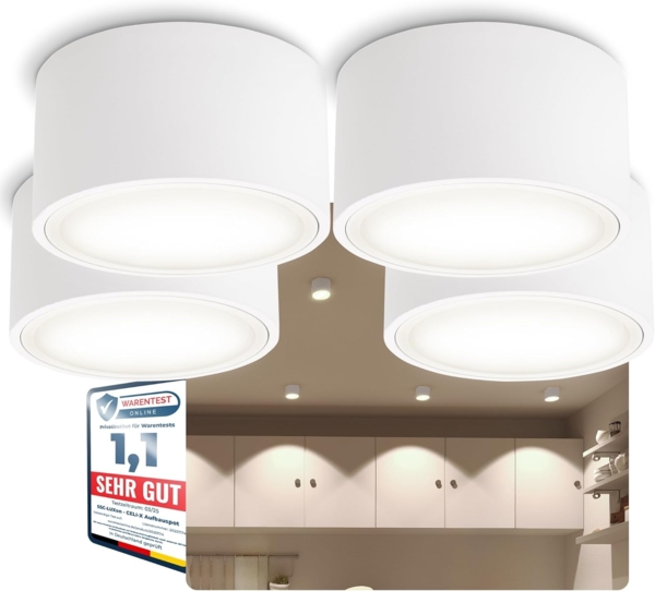 SSC-LUXon LED Aufbaustrahler CELI-X flache Aufbauleuchte mit LED GX53 3W neutralweiss Spot in rund, Neutralweiß