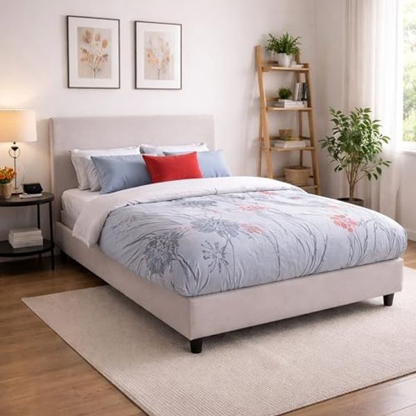 Talamo Italia - Doppelbett Beata, Bettkasten aus Stoff, Öffnung vorne, inklusive Matratze 140x190 cm, 100 % Made in Italy, Weiß