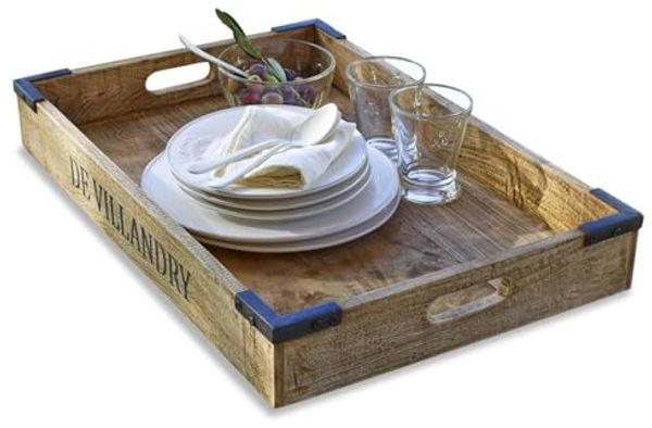Mirabeau Tablett Tablett Villandry braun, Mangoholz (mangifera indica), Verzierung: Eisen