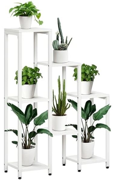 Outsunny Pflanzentreppe Pflanzenständer mit 7 Ablagen (Pflanzenregal, 1 St, Blumenständer), Weiß 65 x 23 x 94,5cm