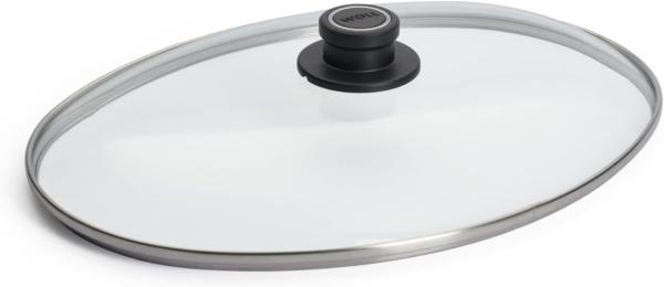 WOLL Glasdeckel oval Entlüftungsfunktion 27 x 22 cm Sicherheitsglas Alle Herdarten bis 250 °C Spülmaschinenfest