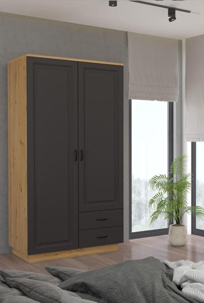 Kleiderschrank Stilo 120 cm Landhaus Grau Eiche Artisan