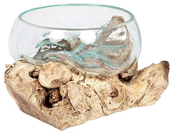 LebensWohnArt Dekoobjekt Deko-Glas DROP-1 ca. 15cm Teak Natural Handarbeit, mundgeblasen