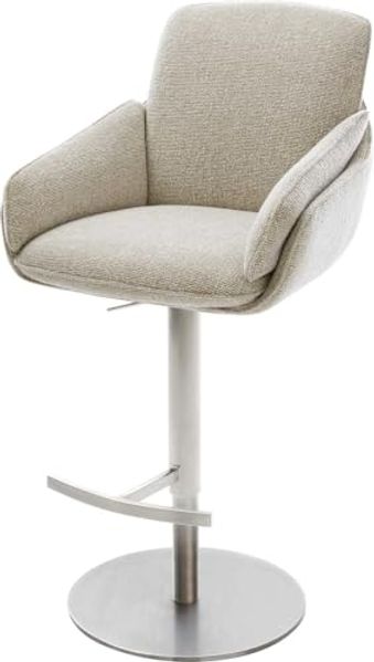 Barstuhl Luan-Flex Webstoff Soft Beige Drehfuß höhenverstellbar Edelstahl Silberfarben