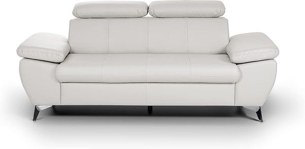 Mivano 2,5er-Sofa Gisele / Sofagarnitur mit Kopfteilverstellung und Armteilfunktion / 196 x 83 x 100 / Kunstleder, Weiß