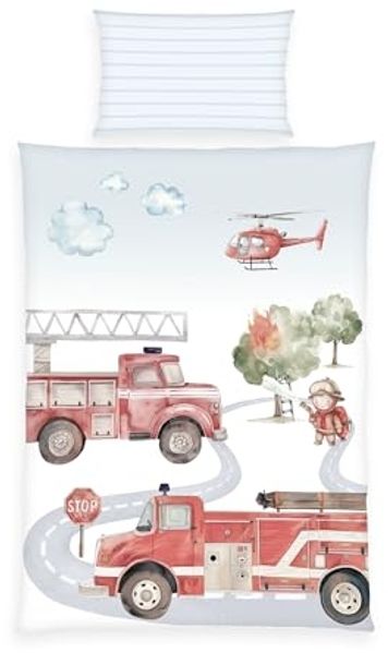 Baby Best Babybettwäsche Feuerwehr, Renforcé, 2 teilig, Wendebettwäsche