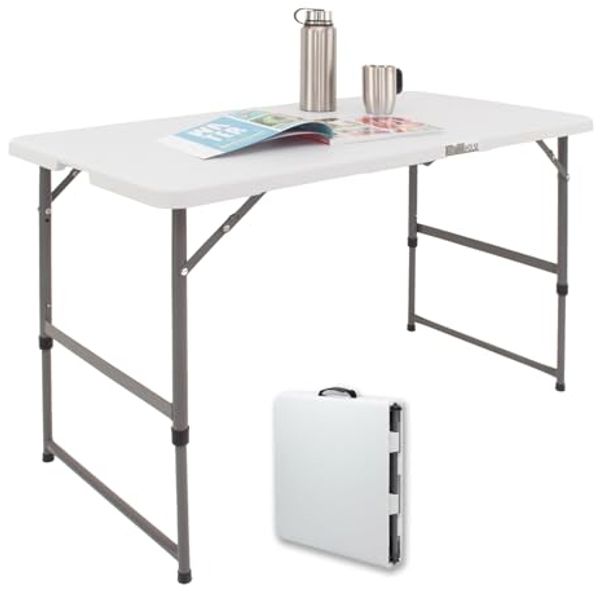 Baumarktplus Campingtisch höhenverstellbar, zusammenklappbar, Partytisch, Tapeziertisch, 120x60 cm