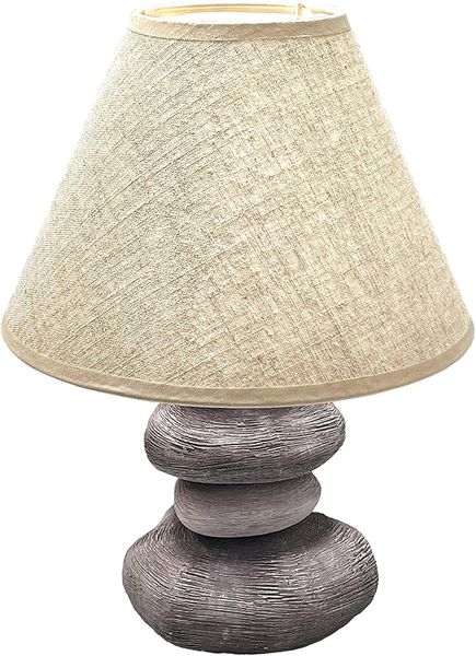 FHL easy 850165 Tischleuchte Bella helbraun sandfarben mit Stoffschirm Leinen