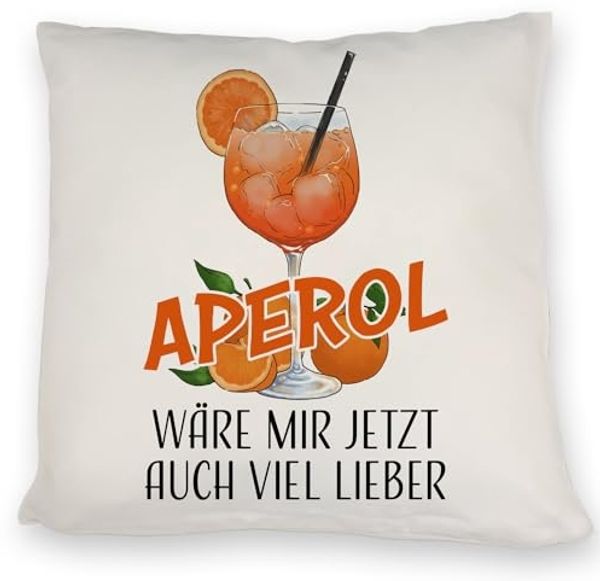 speecheese Dekokissen Cocktail Kissen mit Spruch Aperol wäre mir jetzt auch viel lieber