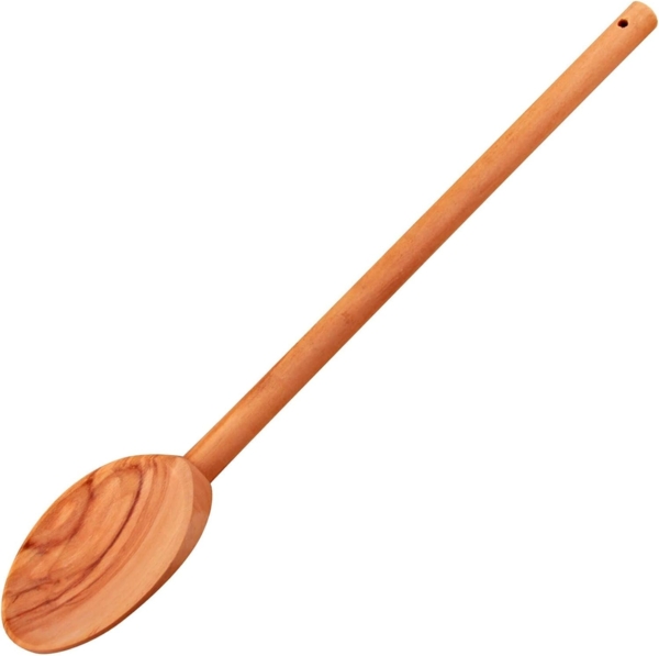 Fackelmann Kochlöffel rund 30 cm OLIVE, Löffel aus Holz, Design-Küchenhelfer aus Oliven-Holz, robust und mit unverkennbarer Maserung (Farbe: Braun), Menge: 1 Stück