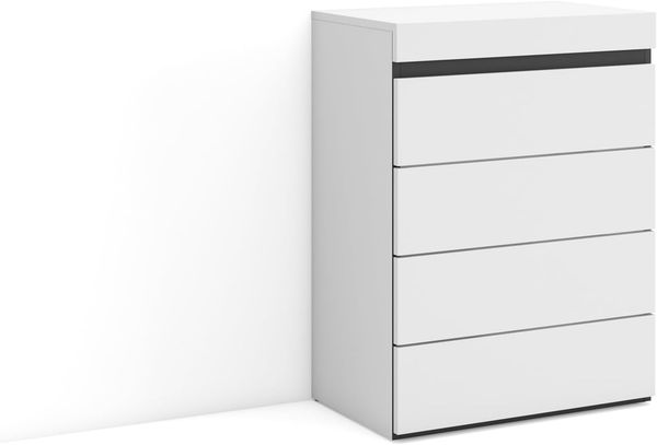 Skraut Home | Kommode mit Schubladen | Aufbewahrungsschrank | 57 x 75 x 35 cm | Für Schlafzimmer, Zimmer | Sideboard, Schrank | Moderner Stil | Weiß und Schwarz