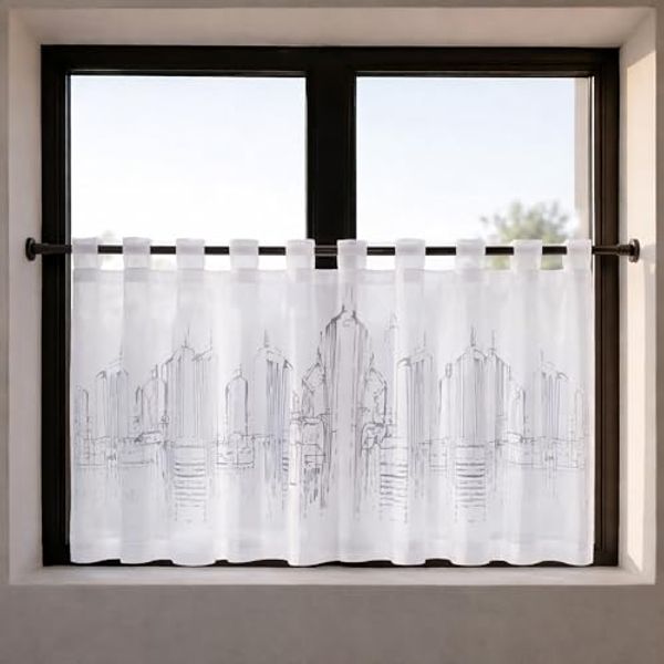 Gerster Scheibengardine Paul (1 St), Schlaufen, transparent, HxB: 50x150, mit modernem Druckdesign