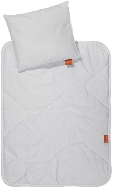 sleepling 190203 Kinderwagen Set Bettdecke + Kopfkissen Auflage | Babywagen Set Decke Kissen | Made in EU | Waschbar 60 Grad | Ökotex 100 | 60x78 cm + 30x35 cm, weiß