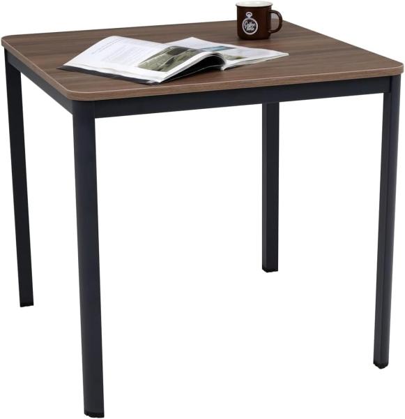 furni24 Schreibtisch D-Profil Nova 80 x 80 x 75 cm, Nussbaum, Einfache Montage, Arbeitstisch, Bürotisch, Küchentisch, Esstisch, Druckertisch Büro-Möbel Computertisch Gaming-Tisch Mehrzwecktisch