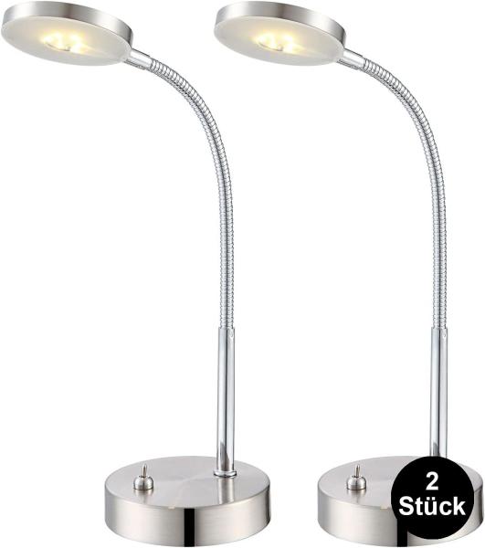 LED Nachttischlampe 2er Set Tischleuchte 5 W Schreibtischlampe Tischlampe silber