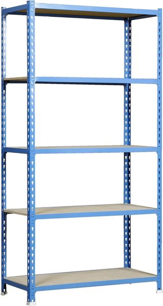 Simon Rack Maderclick Plus 5/500, 5 Regale, Holz, Metall, Blau, Naturholz, 180 kg, 9 min