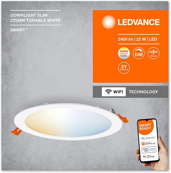LEDVANCE SMART+ Downlight Slim 22. 5cm 2000lm 22W TW hvid Wi Bild 5