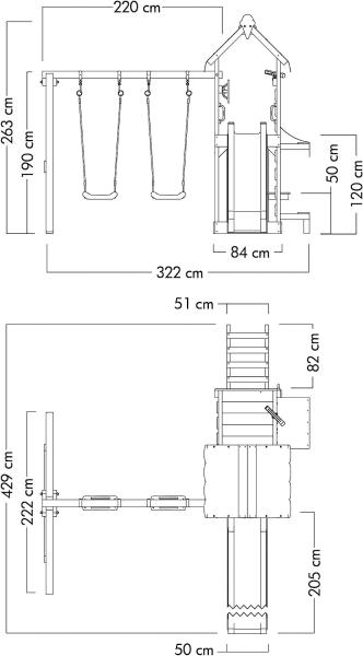 WICKEY Spielturm Klettergerüst VanillaFlyer mit Schaukel & türkiser Rutsche, Kletterturm mit Sandkasten, Leiter & Spiel-Zubehör Bild 4