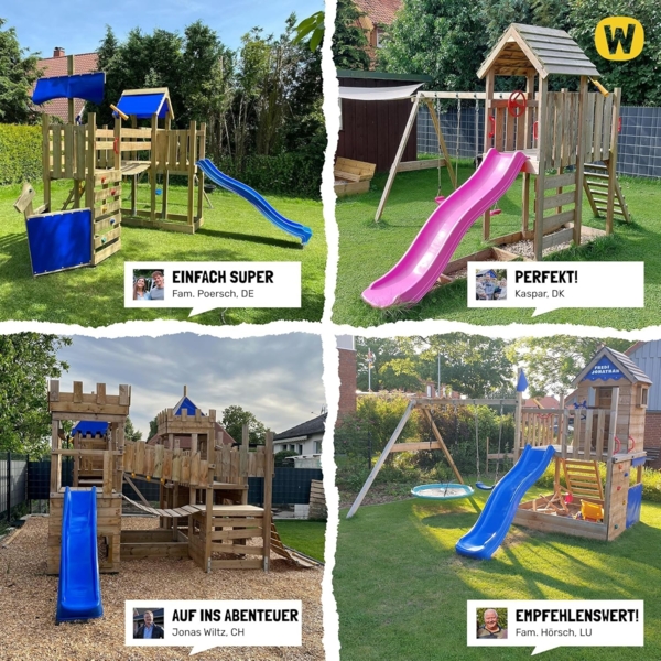 WICKEY Spielturm Klettergerüst VanillaFlyer mit Schaukel & türkiser Rutsche, Kletterturm mit Sandkasten, Leiter & Spiel-Zubehör Bild 8