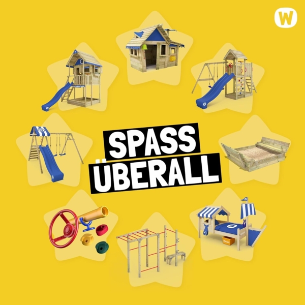 WICKEY Spielturm Klettergerüst VanillaFlyer mit Schaukel & türkiser Rutsche, Kletterturm mit Sandkasten, Leiter & Spiel-Zubehör Bild 9