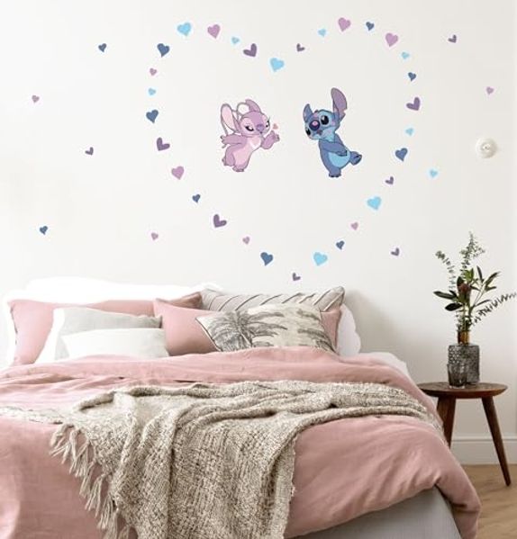 Komar Wandtattoo Stitch in Love - Größe 50 x 70 cm (43 St), Künstler: Komar, selbstklebend, Wandsticker, Kinderzimmer