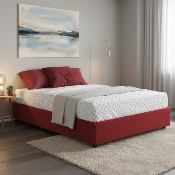 Talamo Italia - Doppelbett Azzurra, Bettkasten aus Stoff, Öffnung vorne, geeignet für Matratze 140x190 cm, 100 % Made in Italy, Rot