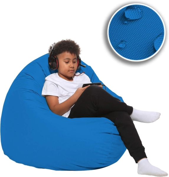 HomeIdeal - Sitzsack 2-in-1 Funktionen Bodenkissen für Erwachsene & Kinder - Gaming oder Entspannen - Indoor & Outdoor da er Wasserfest ist - mit EPS Perlen, Farbe:Königsblau, Größe:110 cm Durchmesser Bild 5