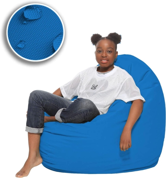 HomeIdeal - Sitzsack 2-in-1 Funktionen Bodenkissen für Erwachsene & Kinder - Gaming oder Entspannen - Indoor & Outdoor da er Wasserfest ist - mit EPS Perlen, Farbe:Königsblau, Größe:110 cm Durchmesser Bild 6