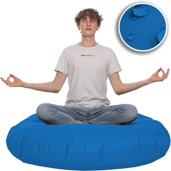 HomeIdeal - Sitzsack 2-in-1 Funktionen Bodenkissen für Erwachsene & Kinder - Gaming oder Entspannen - Indoor & Outdoor da er Wasserfest ist - mit EPS Perlen, Farbe:Königsblau, Größe:110 cm Durchmesser Bild 8