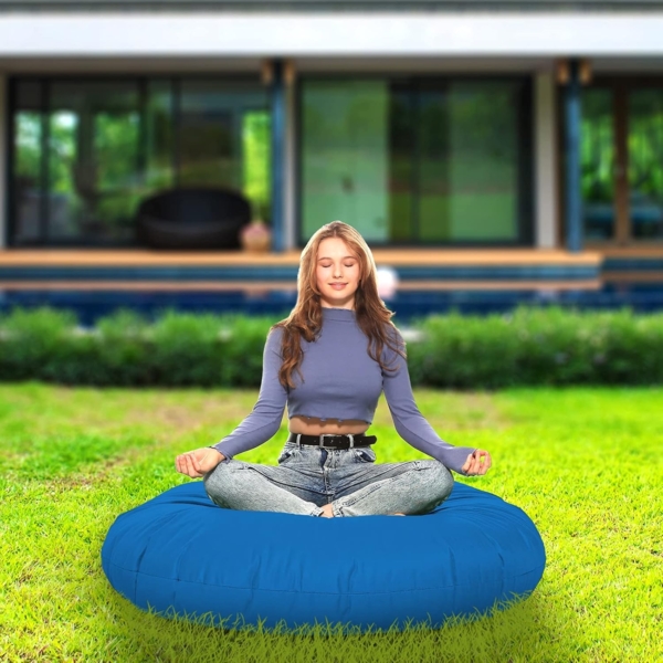 HomeIdeal - Sitzsack 2-in-1 Funktionen Bodenkissen für Erwachsene & Kinder - Gaming oder Entspannen - Indoor & Outdoor da er Wasserfest ist - mit EPS Perlen, Farbe:Königsblau, Größe:110 cm Durchmesser Bild 2