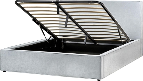 Bett mit Stauraum Stoff MOISSAC 160 x 200 cm Hellblau