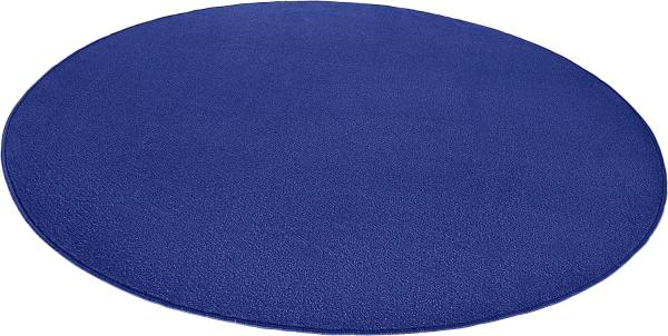 Runder Kurzflor Teppich Uni Fancy rund - blau - 133 cm Durchmesser Bild 6