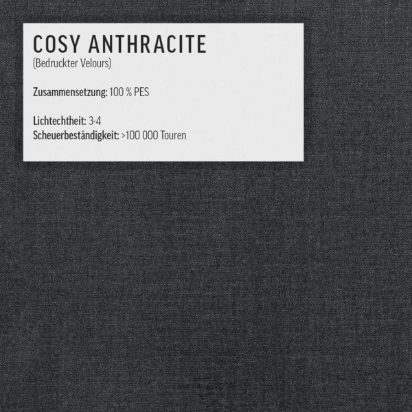 Mivano Free Boxspringbett mit Durchgehender Matratze (H2) und Premium Topper, Velours Cosy Anthrazit, Liegefläche 140x200 cm Bild 6