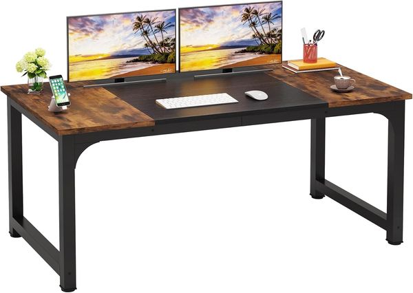 LITTLE TREE 63-Zoll-Großschreibtisch für Führungskräfte, einfacher Computerarbeitsplatz mit 31,5-Zoll-Extrabreit-Arbeitsplatte für das Homeoffice
