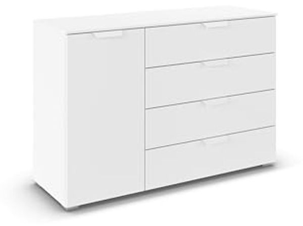 rauch Aditio Box, Kommode, 1-türig, 4 Schubladen, mit Softclose-Funktion, Farbe Weiß, BxHxT 120x81x42cm