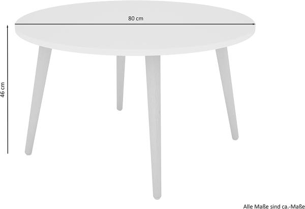 byLIVING Couchtisch LASSE / Melamin weiß, Buche massiv natur / D 80, H 46 cm / skandinavischer Stil Bild 2