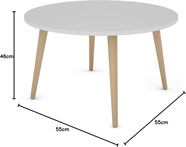 byLIVING Couchtisch LASSE / Melamin weiß, Buche massiv natur / D 80, H 46 cm / skandinavischer Stil Bild 7