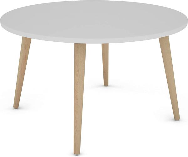 byLIVING Couchtisch LASSE / Melamin weiß, Buche massiv natur / D 80, H 46 cm / skandinavischer Stil Bild 5