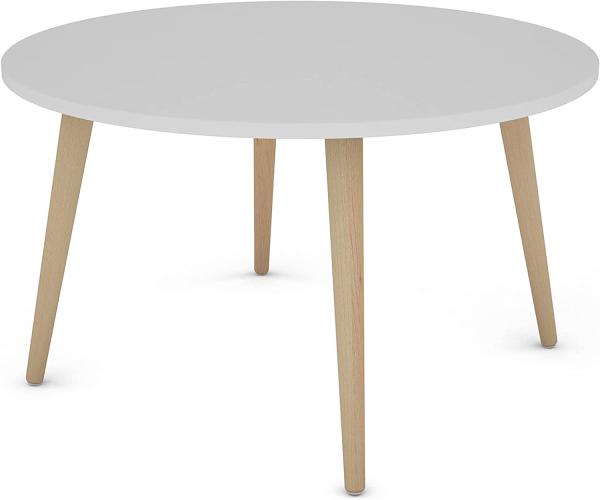 byLIVING Couchtisch LASSE / Melamin weiß, Buche massiv natur / D 80, H 46 cm / skandinavischer Stil Bild 3