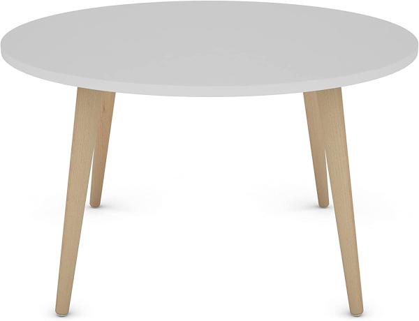 byLIVING Couchtisch LASSE / Melamin weiß, Buche massiv natur / D 80, H 46 cm / skandinavischer Stil Bild 4