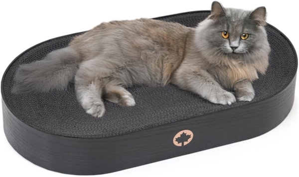 Canadian Cat Company Kratzbrett Apollo, Katzenbett aus Wellpappe, Black Edition, ca. 63 x 35 x 10 cm