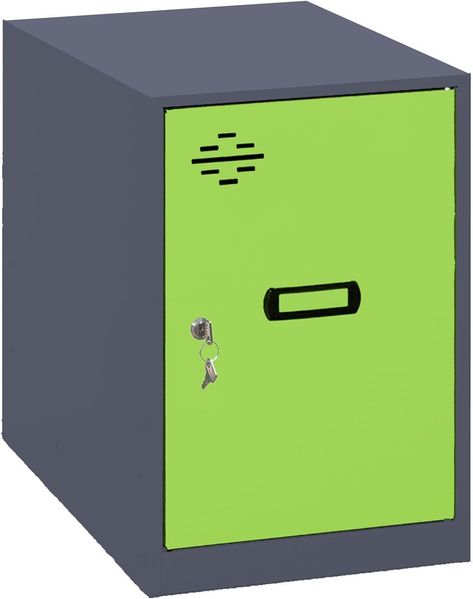 Simon Rack Simonlocker Kommode, klein, 475 x 400 x 500 mm, Amario aus Metall, mit Schlüssel, Anthrazit/Grün