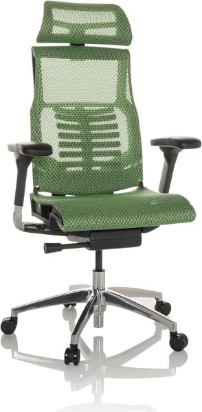 hjh OFFICE Profi Bürostuhl DYNAFIT II Netz ergonomischer Drehstuhl mit Flexibler Lordosenstütze, Grün, 652286