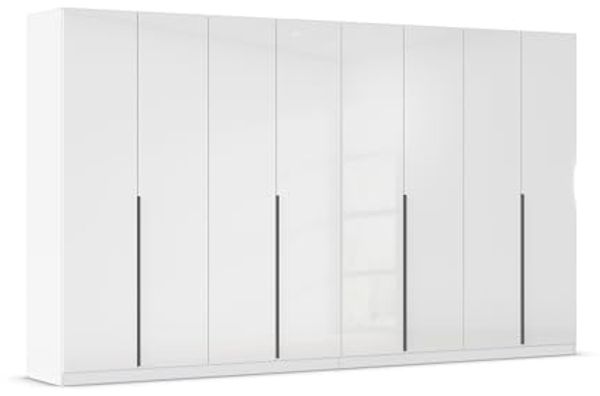 Rauch Möbel Alabama, Kleiderschrank für Schlafzimmer, Kinderzimmer, Wohnzimmer, Garderobe, Flur, 8-türig, mit Zubehör Classic, Farbe Weiß Hochglanz, Breite 360 cm